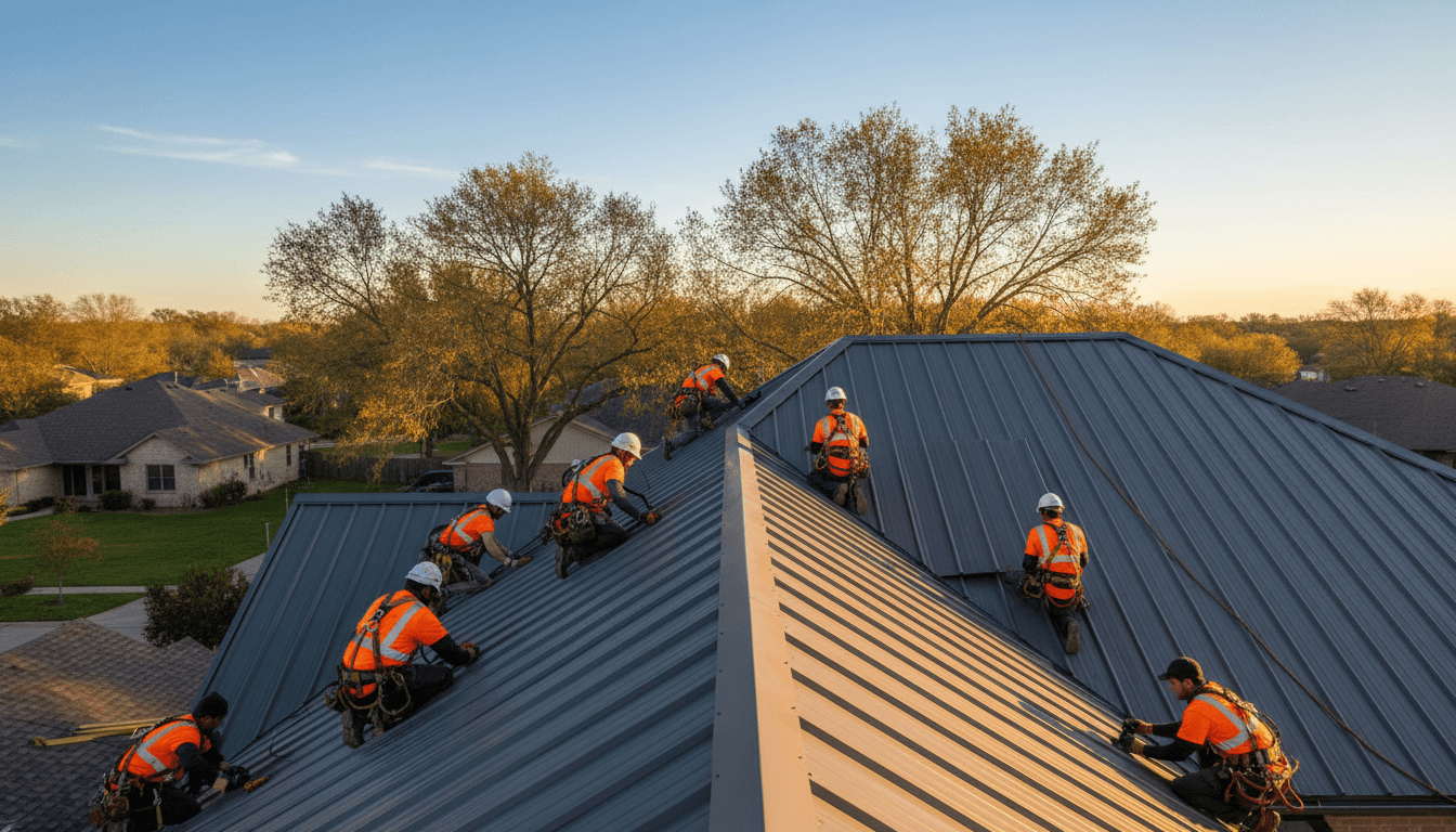 MN ROOFING service vehicle at Fort Worth residential property